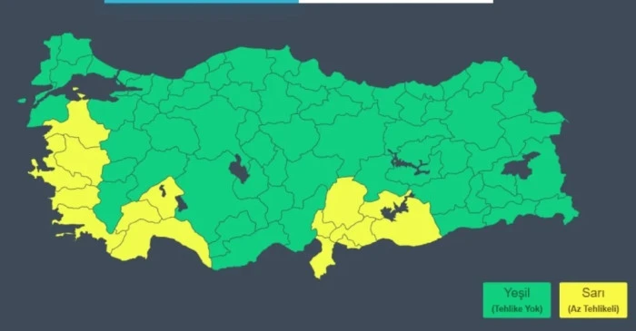 15 İL'E SARI KODUU UYARI GELDİ