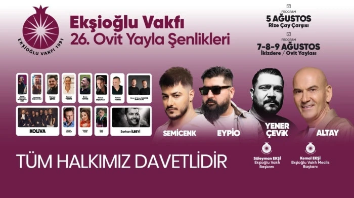 Ekşioğlu Vakfı 26. Ovit Yayla Şenlikleri i&ccedil;in geri sayım başladı!