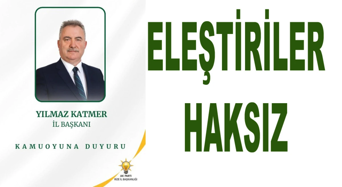 RİZE İL BALKANI KATMER ELEŞTİRİLERE CEVAP VERDİ