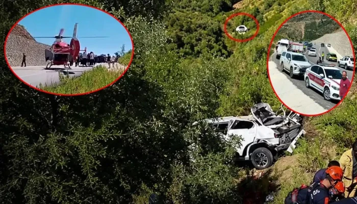 U&ccedil;uruma yuvarlanan otomobilde 5 &ouml;l&uuml;, 2 yaralı